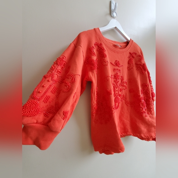 Anthropologie Akemi and Kin Elyria Beaded BOHO Sweater sweatshirt XS - Picture 5 of 9